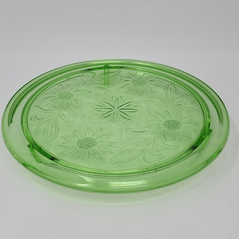 Depression Vaseline Uranium Glass Cake Plate By Jeannette Etsy Il 794xN.5177542565 897d