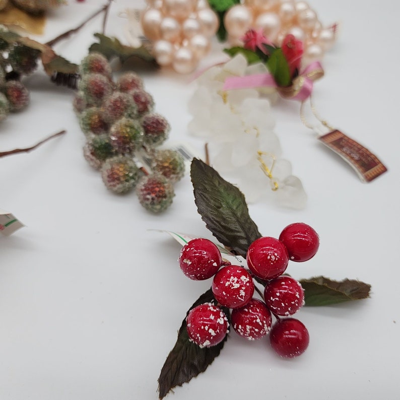 Lot of Christmas Floral Picks and Sprays Garland Decoration Vintage Etsy