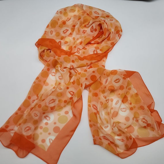 Italian Silk & Polyester Rectangle Scarf Orange Li