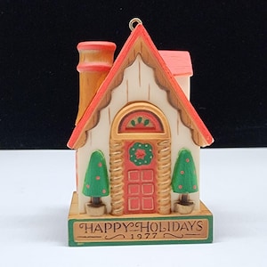 Vintage 1977 Hallmark Happy Holidays House Ornament