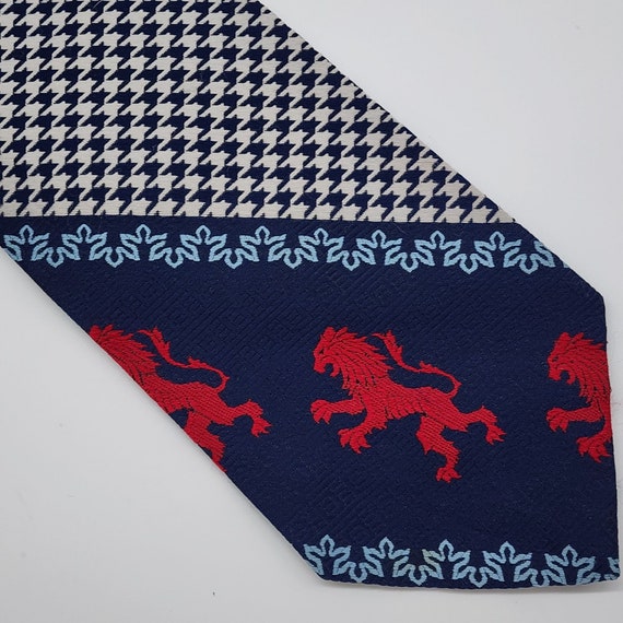 Hanny's Necktie Houndstoot Stripe Lion Polyester … - image 1