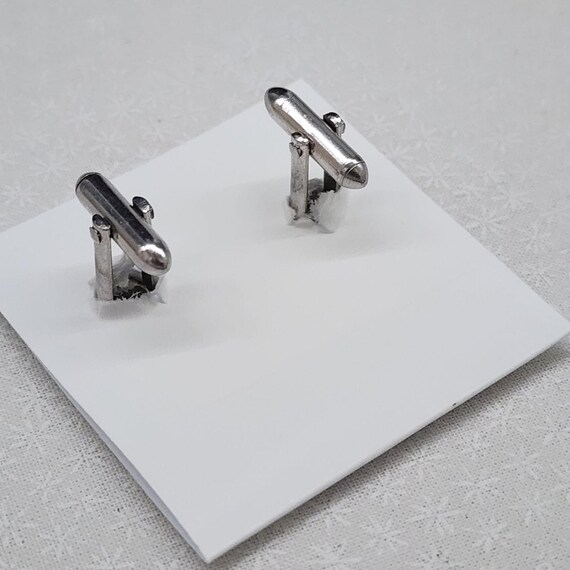 Vintage Swank Rectangular Silver-Tone Ribbed Cuff… - image 3