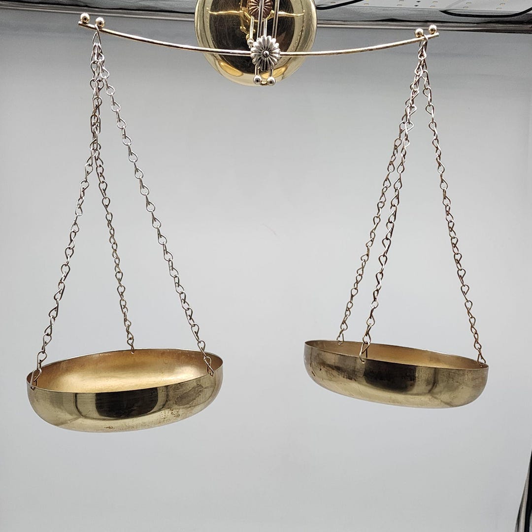 Vintage Brass Balance Scale With Chains & Metal Bowls Wall Mounted - Etsy