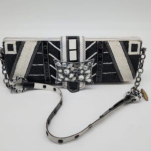 Mary Frances Black and White Beaded Handbag