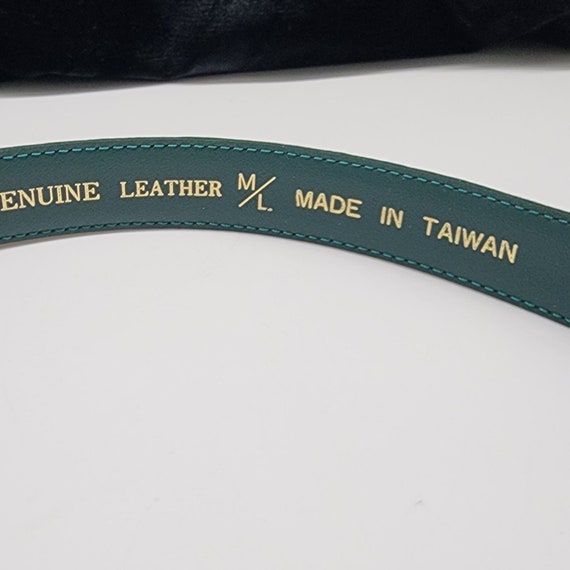 1980s Milor Green Suede Leather Belt Gold Tone Bu… - image 4