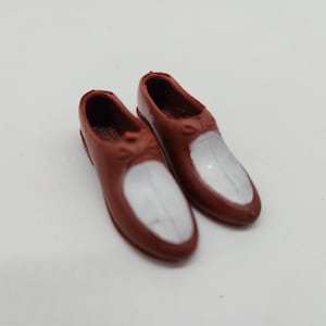 Vintage 1960s Barbie Ken Doll Brown and White Dress Shoes