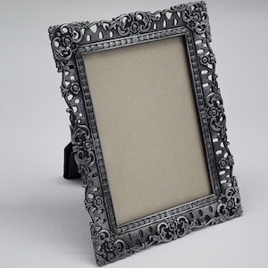 Ornate Pewter Toned Floral Vintage Photo Frame For 3x4&quot; Filigree Design