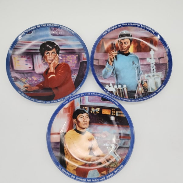 Star Trek Original Series Collector Plates Sulu McCoy Uhura 3 Plates VTG