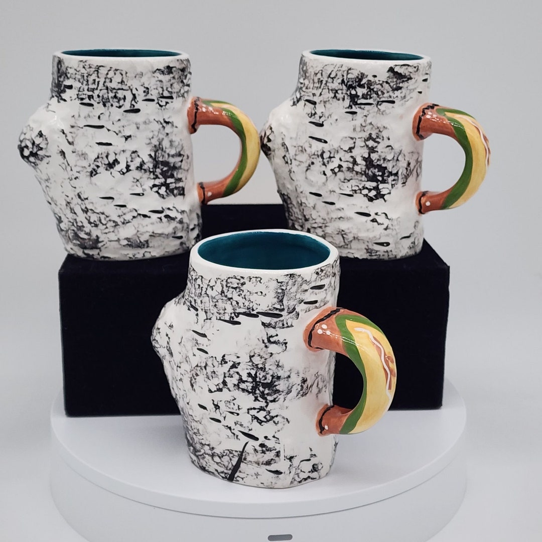 With Love Joanne Delomba Birch Tree Stump Mugs Black White Etsy