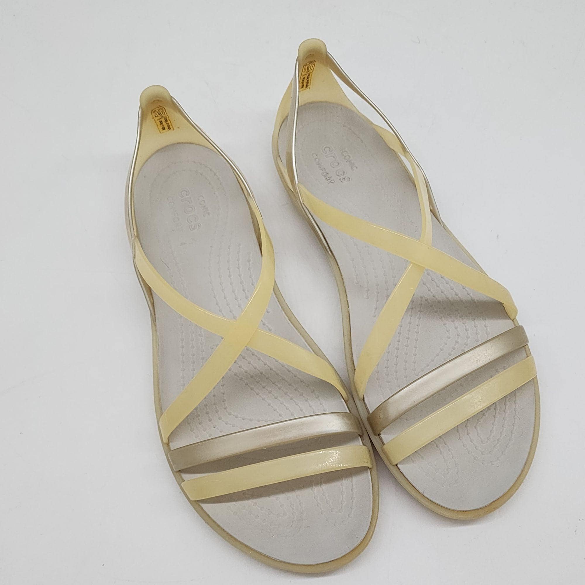 Womens Crocs Isabella Strappy Sandals Yellow Beige Size