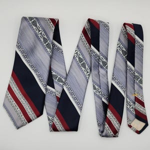 Don Loper Necktie Tie Striped Blue Red Polyester 3" Wide 55" Long VTG ST12