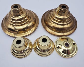 Tapas de lámpara redondas de latón vintage con forma cónica, de 2-1/8" y 1-1/4" de diámetro.