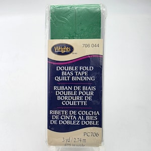 Wrights Double Fold Bias Tape Quilt Binding Green 3 Yards .875" Wide