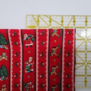 Vintage Christmas Fabric With Santa Trees Bears & Rocking Horses 16.5&quot;x21&quot;