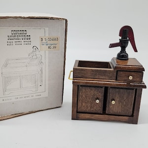 Vintage Concord Miniatures Wooden Sink With Pump 1:1 Scale Doll House Furniture