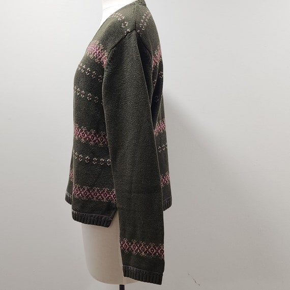 Eddie Bauer Sweater Pullover Cotton Knit Green Si… - image 6