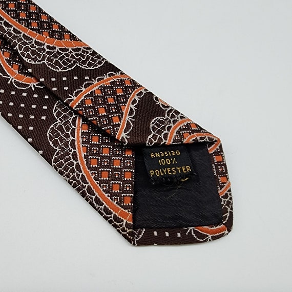 1960s 70s Master Necktie Paisley Polka Dot Brown … - image 6