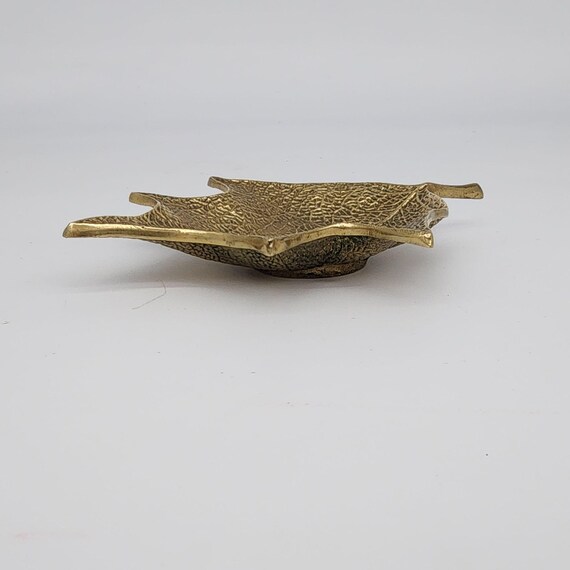 Solid Brass Leaf Trinket Ring Dish Maple Leaf Vin… - image 4