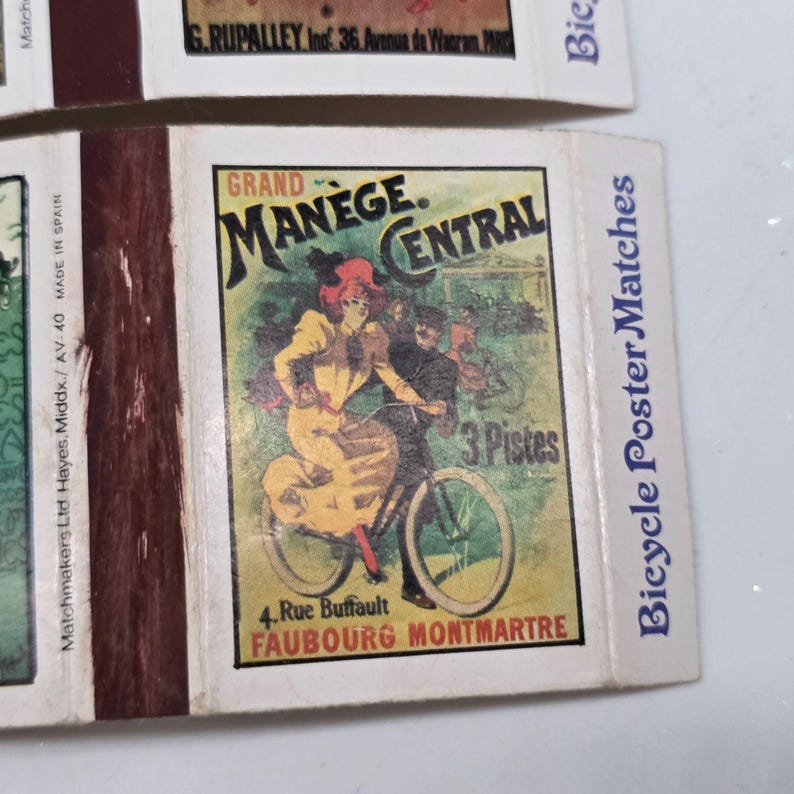 Vintage Bicycle Poster Matches Box Collection Featuring Retro Cycling ...