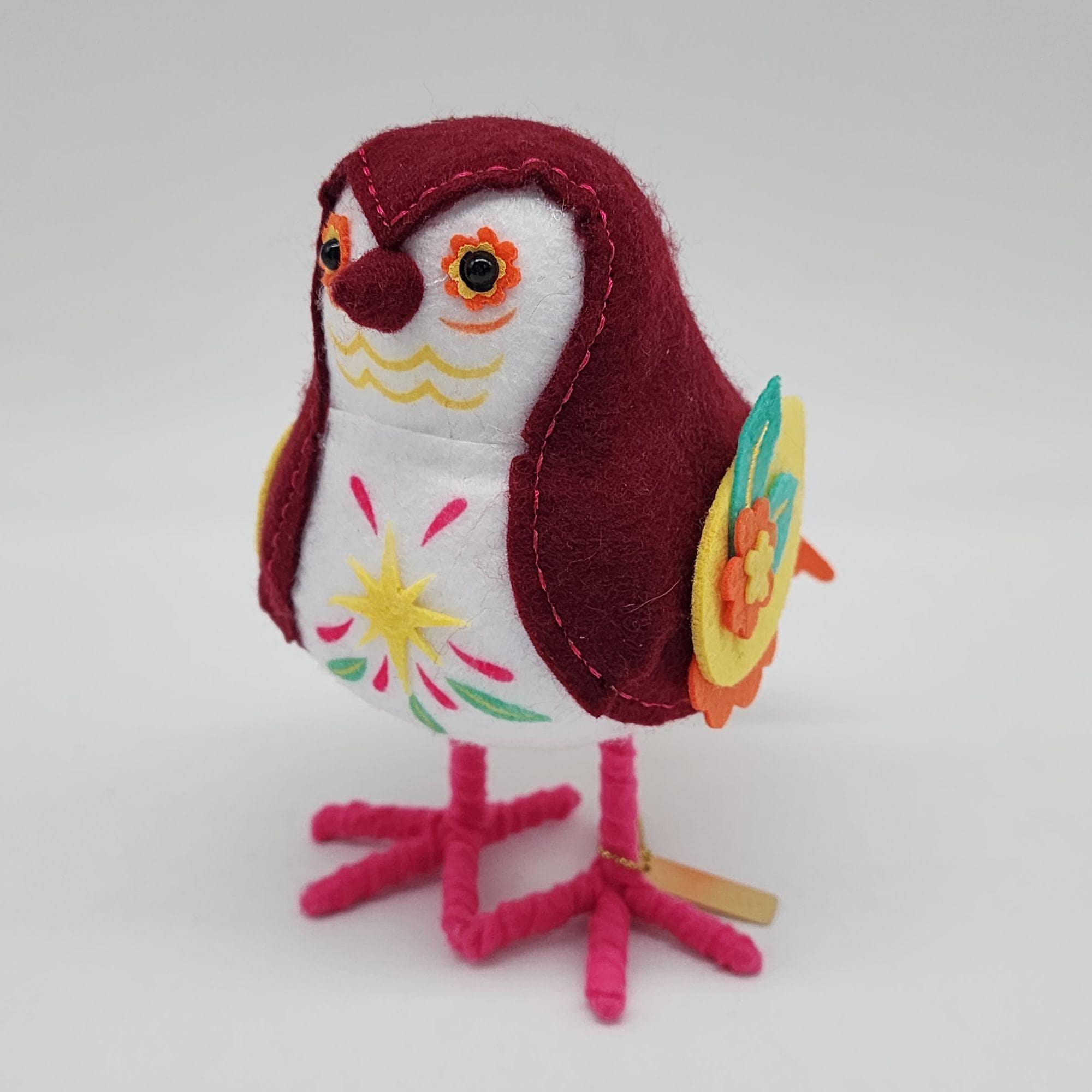 Handmade Colorful Felt Owl With Embroidered Details & Felt Flowers Target 2023
