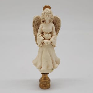 Angel Finial For Lamp Harp With Brass Base & Resin Figurine 4&quot;