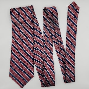 Stripe Necktie Tie Cremieux Red White Blue Stripe 60&quot;L 3.5&quot;W VTG