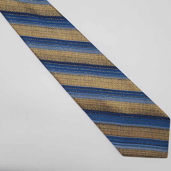 1960's 70's Necktie Stripe Blue Yellow Switzerlan… - image 2