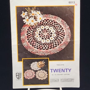 Twilleys Home Crochet Pattern Daisy Table Center and Mats VTG UK #6013