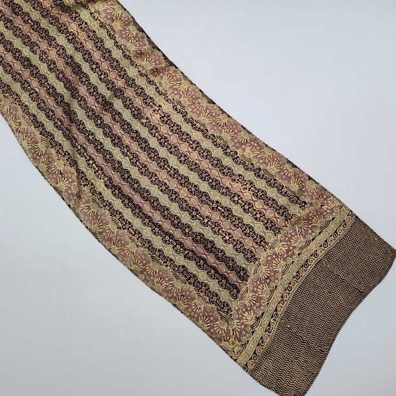 Batik Keris Indonesian Scarf Rectangle Silk Brown… - image 3