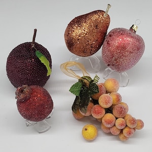Vintage Glittered Sugar Coated Artificial Fruit Glass Pier 1 Apple