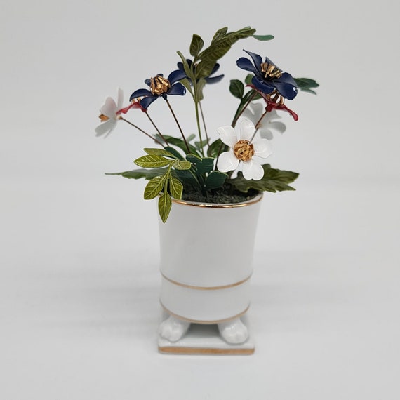 Ted Arnold Porcelain Mini Vase With Metal Enamel … - image 2