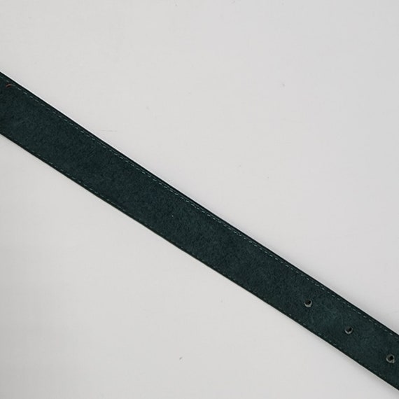 1980s Milor Green Suede Leather Belt Gold Tone Bu… - image 7