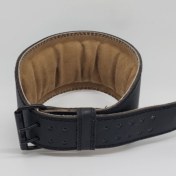 Ethos Heavy duty Padded Lifting Belt Black Leather Suede Weightlifting Powerlifting Support Etsy