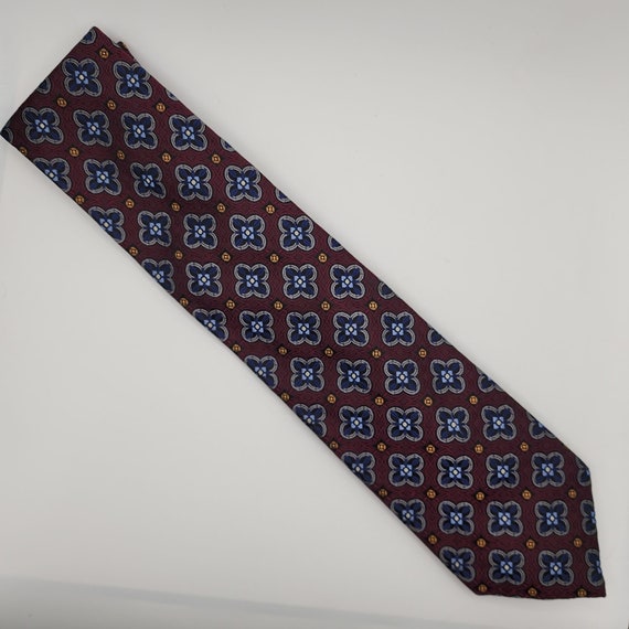 J. Z. Richards Necktie Tie Floral Maroon Blue Sil… - image 4