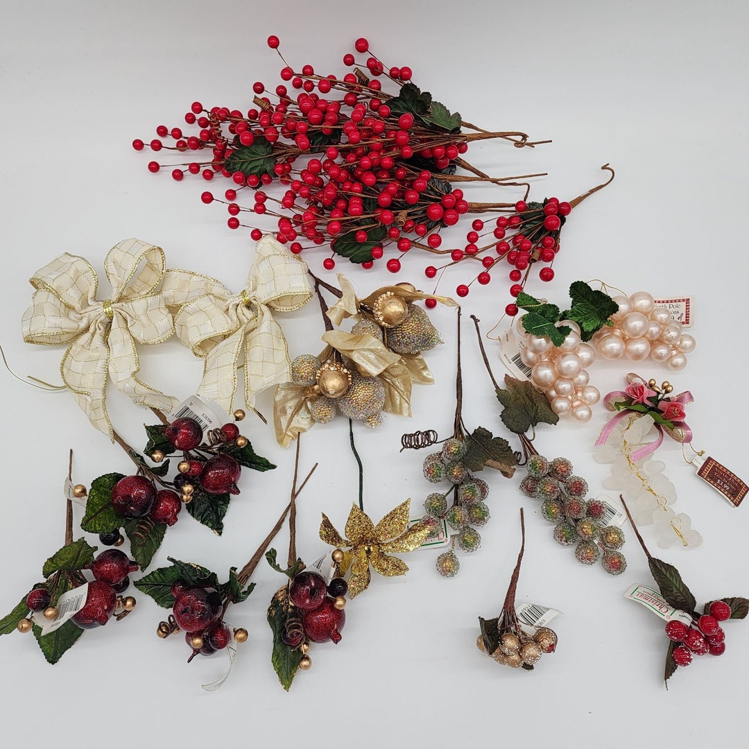 Lot of Christmas Floral Picks and Sprays Garland Decoration Vintage Etsy
