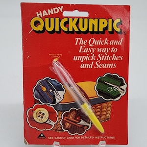 Vintage UK Handy Quickunpic Seam & Stitch Ripper Craft Room Decor