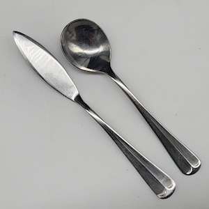 Vintage 1776 by Present Vernon Stainless Steel Butter Knife and Sugar Spoon