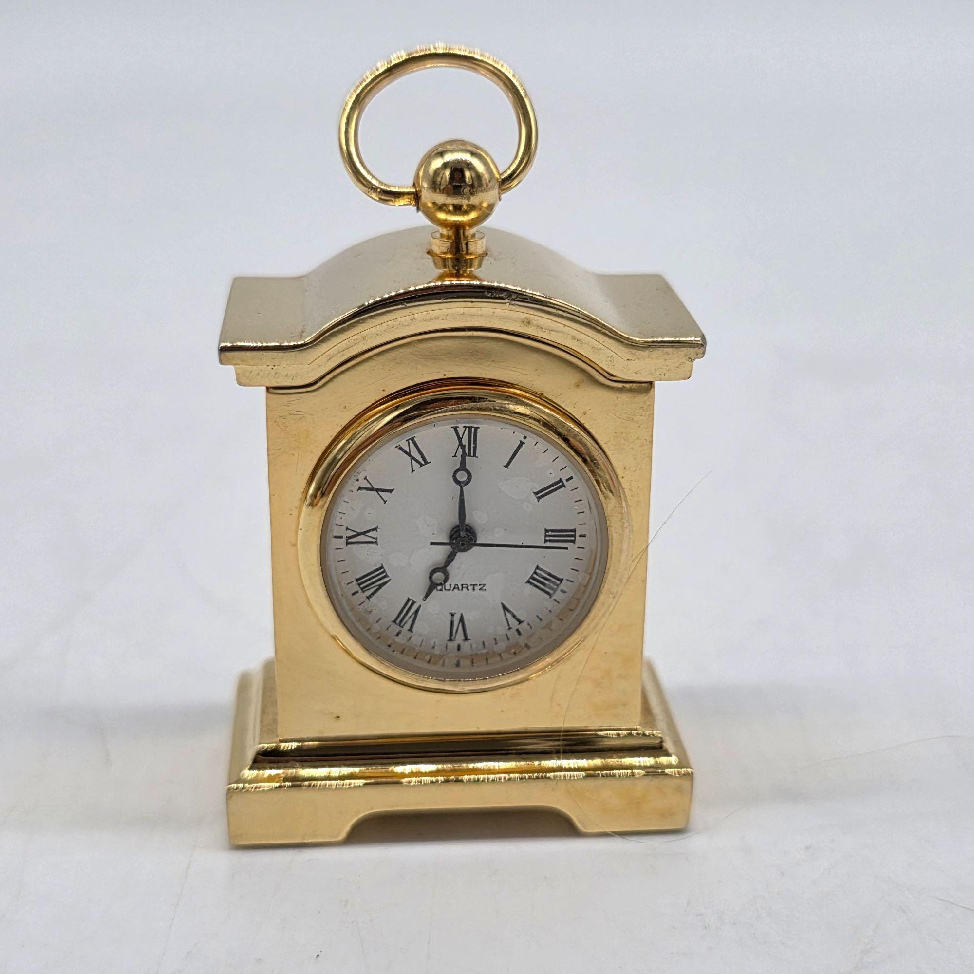 Miniature Gold Tone Quartz Clock With Roman Numerals - Etsy