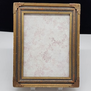 Antique Ornate Gold & Bronze Picture Frame With Brass Applies Corners 7.75&quot;x9.75&quot;