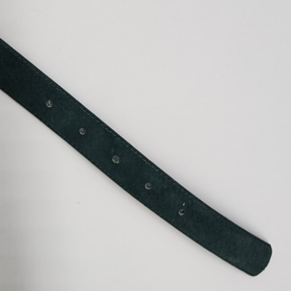 1980s Milor Green Suede Leather Belt Gold Tone Bu… - image 8