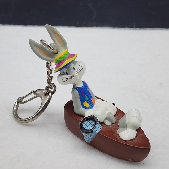 Warner Bros Bugs Bunny Keychain Canoe Boat Vintage Gem