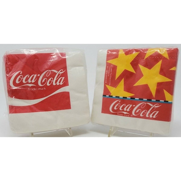 vintage Boissons Cocktail Serviettes Coca Cola 1988 2 Packs Nouveau Non ouvert