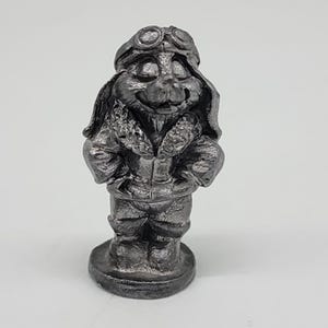 Ricker Bartlett Pewter Aviator Dog Figurine Miniature 1987 1.75&quot;