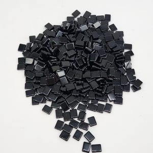 Black Rectangle Glass Beads 5mm x 6mm With Holes For Jewelry Making