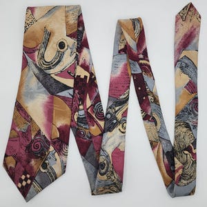 Abstract Geometric Necktie Tie Robert Capucci Pink Silk 56&quot;L 3.5&quot;W