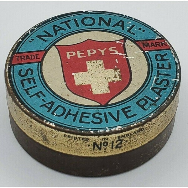 Bandage Tape Tin Container Apothecary England National Self-Adhesive Plaster VTG