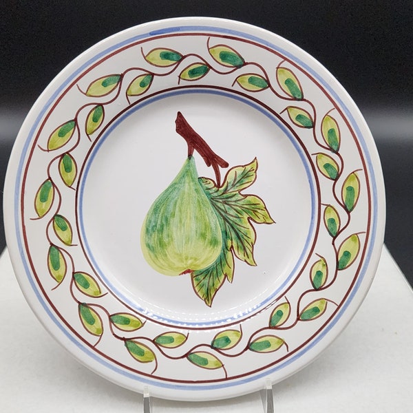 Azulcer Ceramica Italian Hand Painted Salad Plate Grapes Pear 2 Plates Portugal VTG