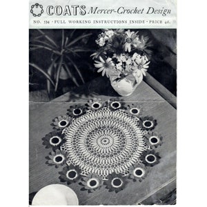 Crochet Pattern Doily Wonderful Floral Design UK Vintage Coats #534