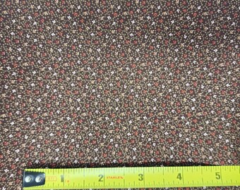 Fat Quarter Cotton Quilt Craft Fabric Brown With Tiny White Rust Leaves VIP Cranston VTG