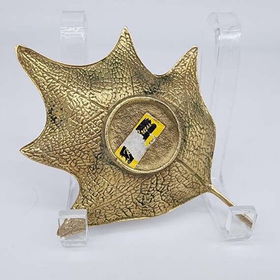 Solid Brass Leaf Trinket Ring Dish Maple Leaf Vin… - image 3